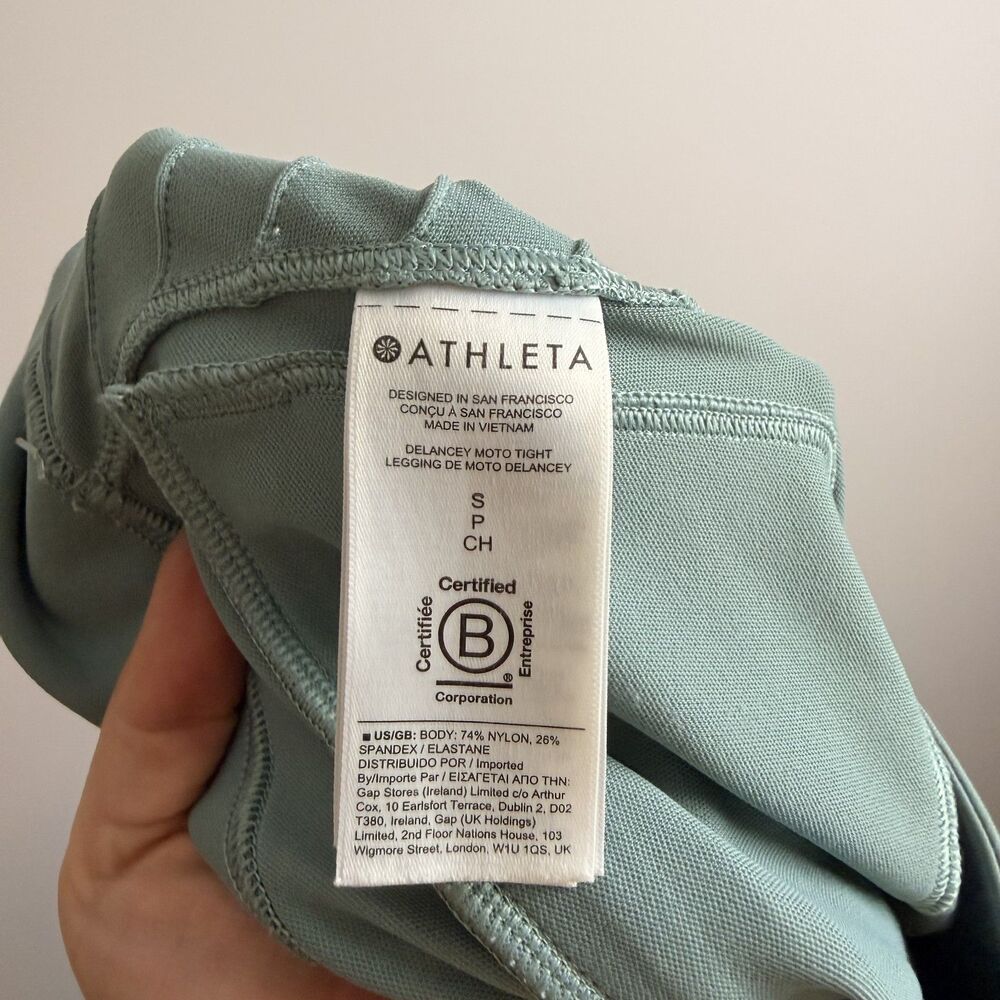 Athleta Delancey Moto Tight Leggings Women Small Green High Rise Zip Ankle 27” - Picture 12 of 16